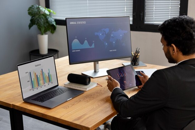 Cybersecurity professional reviewing network traffic logs on a secure terminal